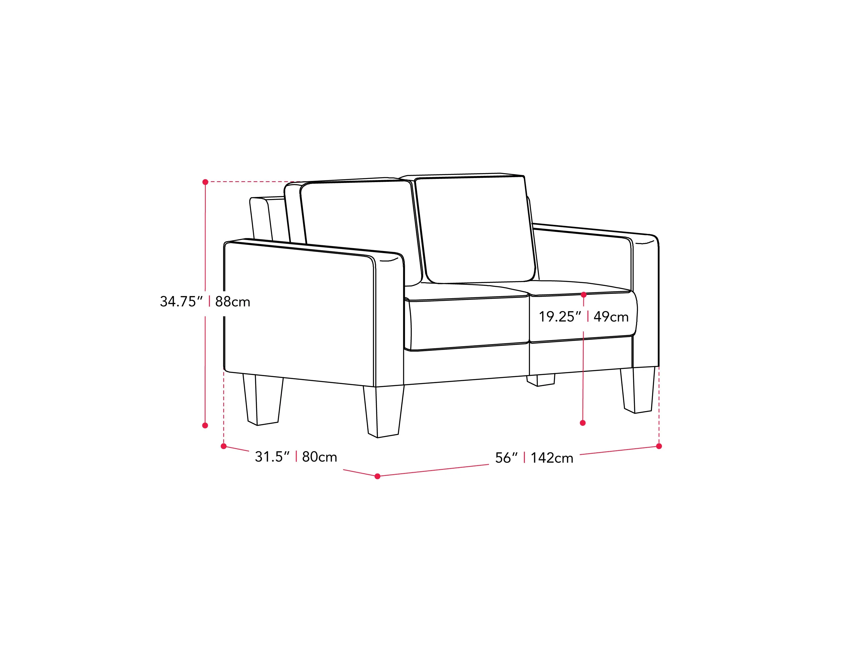 2 Seater Sofa Loveseat