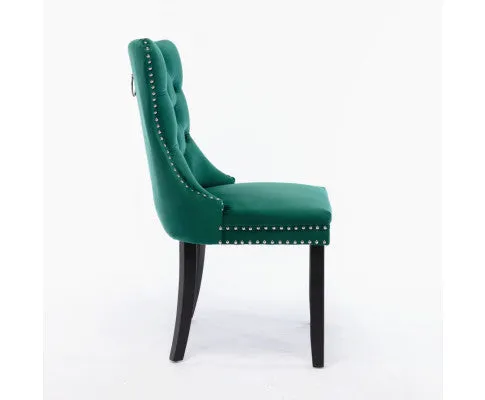 2x Velvet Dining Chairs- Green