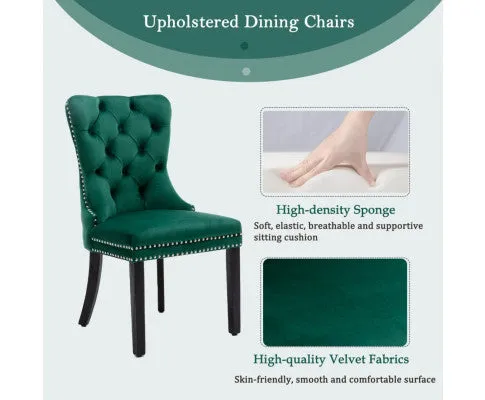 2x Velvet Dining Chairs- Green