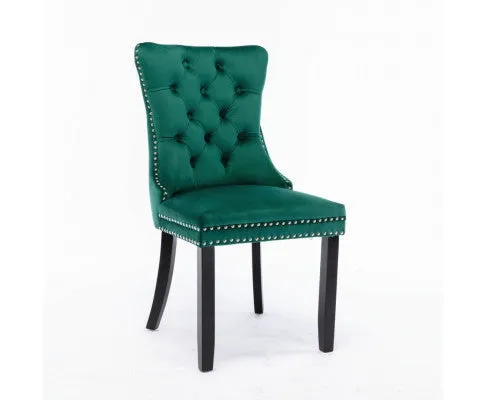 2x Velvet Dining Chairs- Green