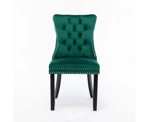 2x Velvet Dining Chairs- Green