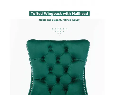 2x Velvet Dining Chairs- Green