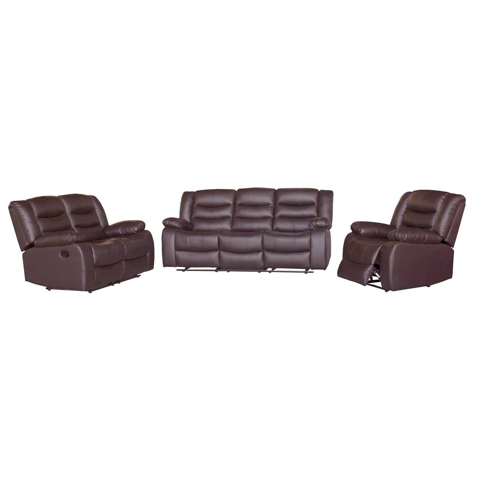 3 2 1 Seater Recliner Sofa In Faux Leather Lounge Couch in Brown