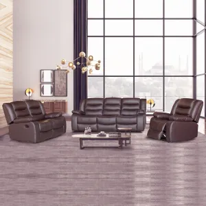 3 2 1 Seater Recliner Sofa In Faux Leather Lounge Couch in Brown