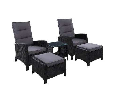 5 PC Rattan Recliner Setting