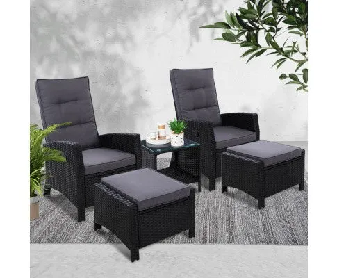 5 PC Rattan Recliner Setting