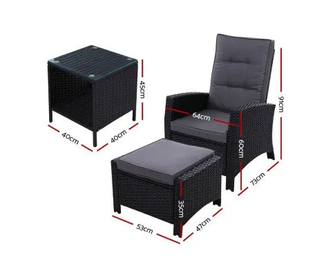 5 PC Rattan Recliner Setting