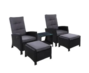 5 PC Rattan Recliner Setting