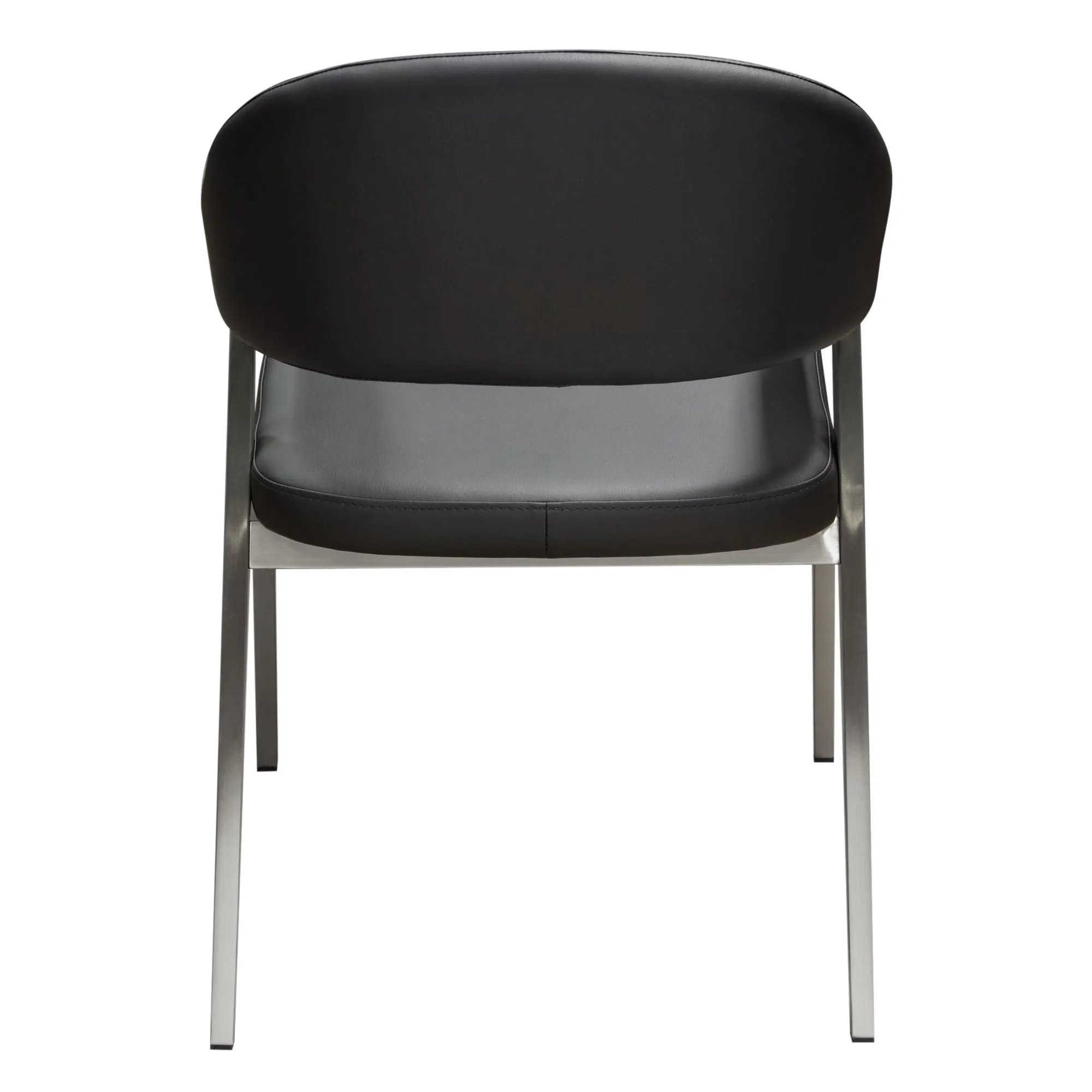 Adele Set of Two Dining/Accent Chairs in Black Leatherette w/ Brushed Stainless Steel Leg by Diamond Sofa