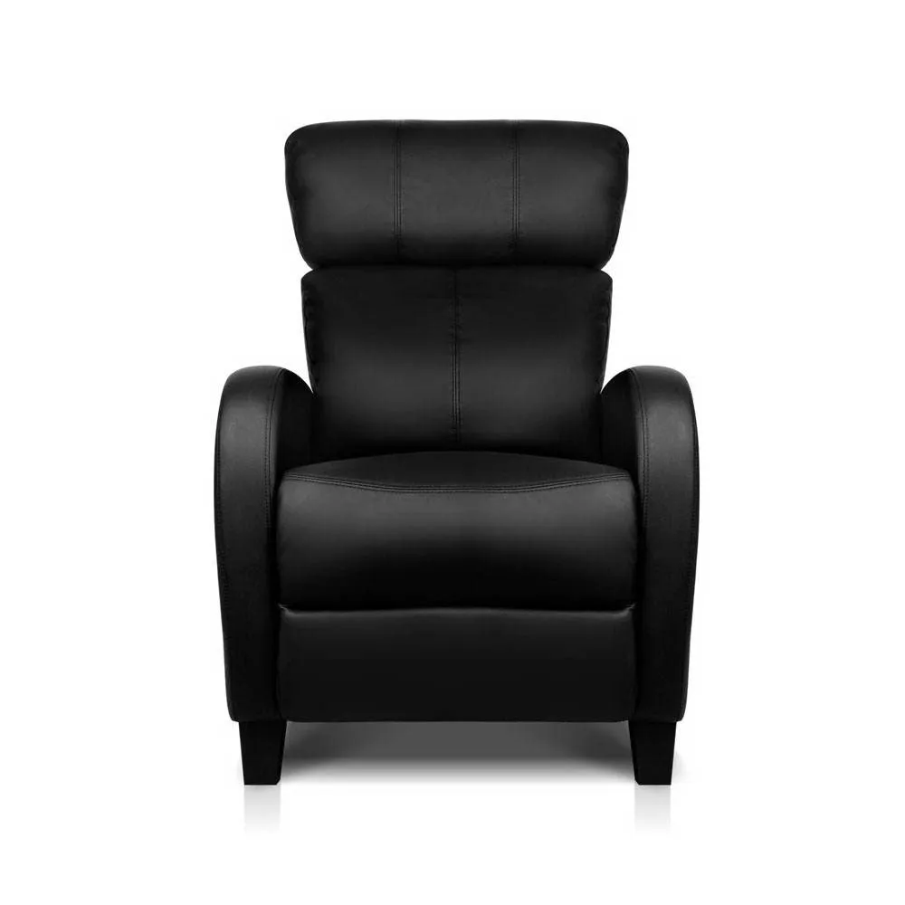 Adjustable PU Leather Reclining Armchair - Black | Artiss