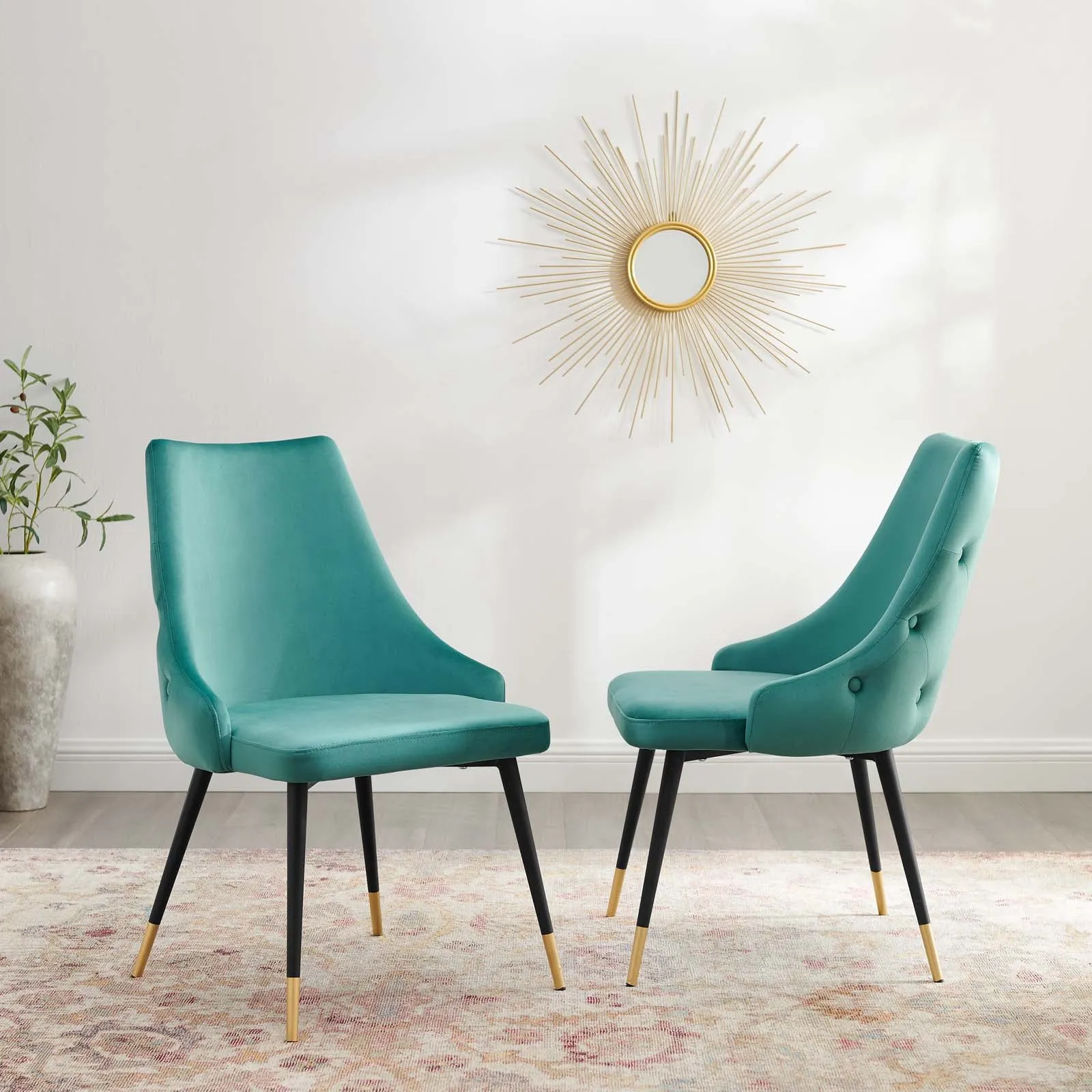 Adorn Dining Side Chair Performance Velvet Set of 2 Teal EEI-5043-TEA