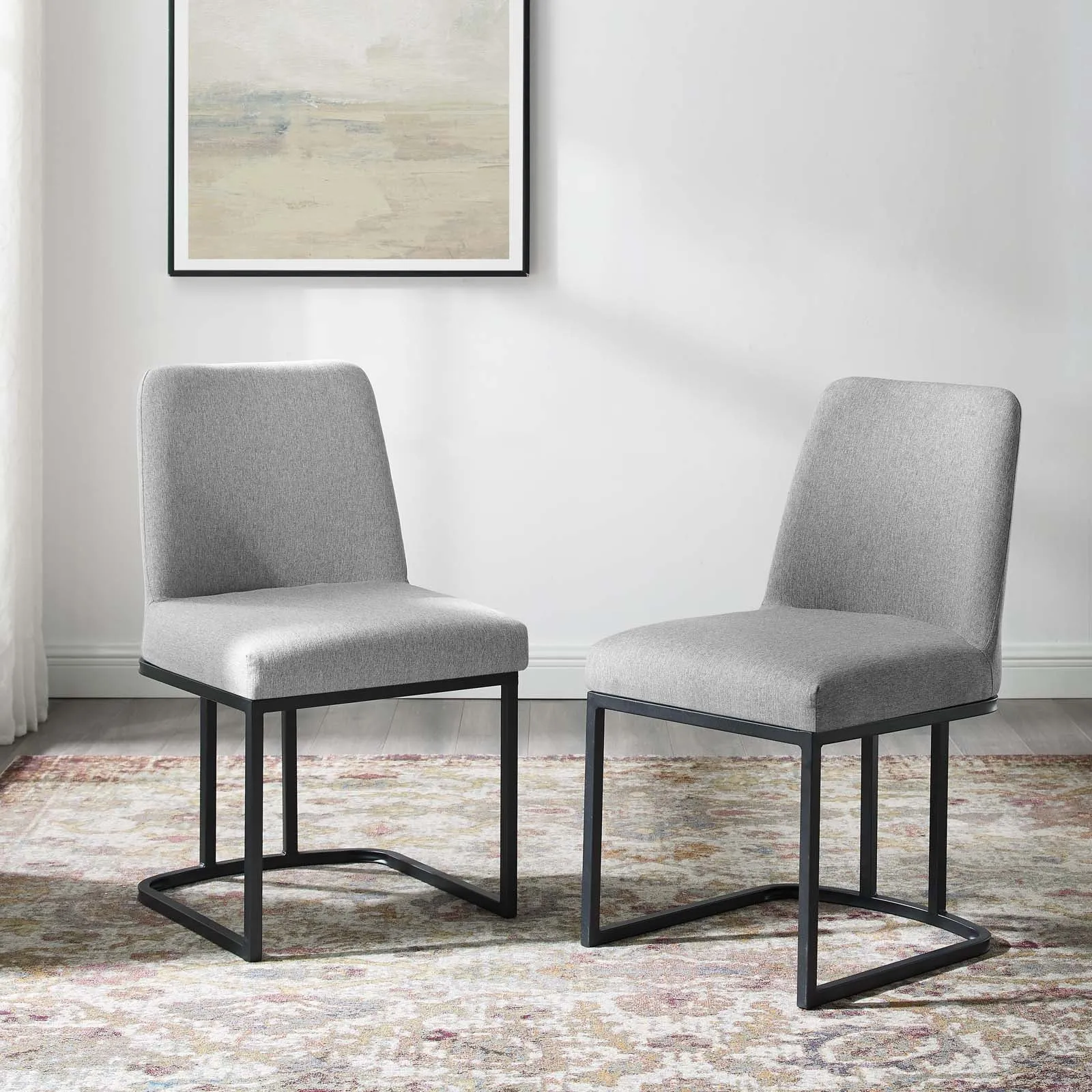 Amplify Sled Base Upholstered Fabric Dining Chairs - Set of 2