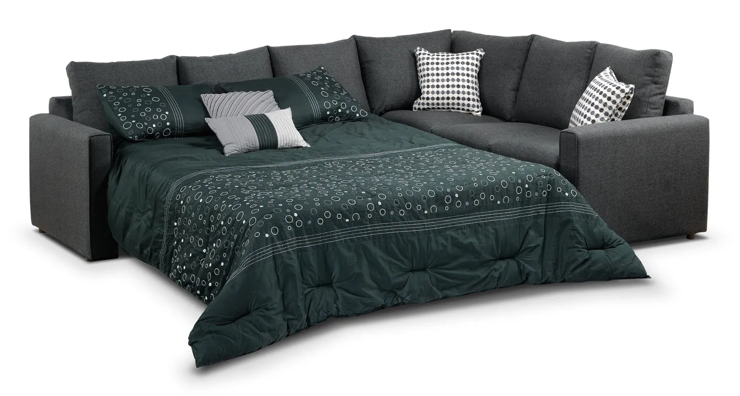 Athina 2-Piece Sectional with Left-Facing Queen Sofa Bed - Charcoal