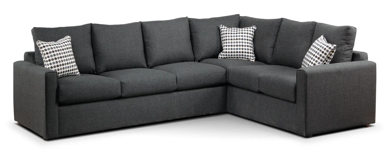 Athina 2-Piece Sectional with Left-Facing Queen Sofa Bed - Charcoal