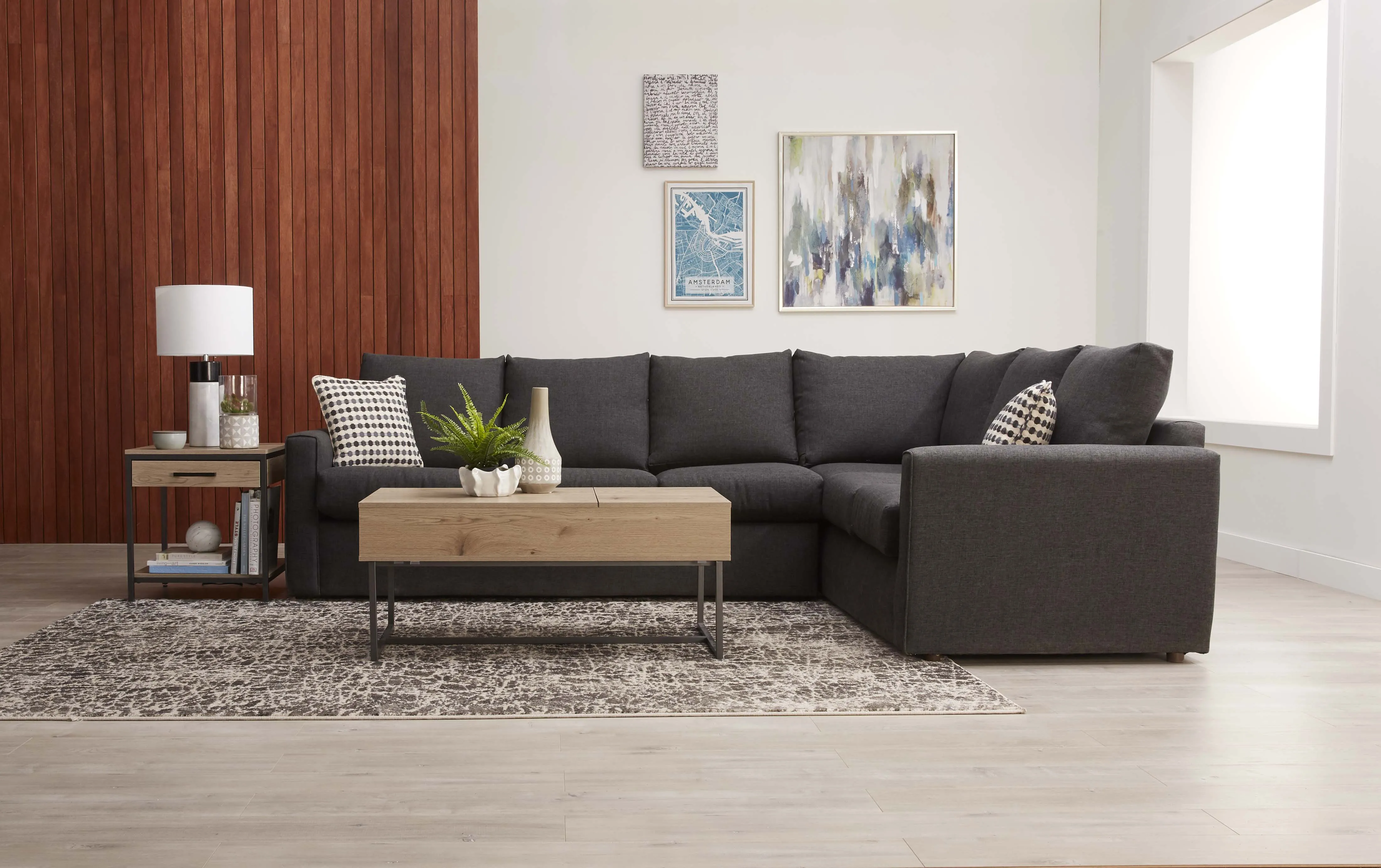 Athina 2-Piece Sectional with Left-Facing Queen Sofa Bed - Charcoal