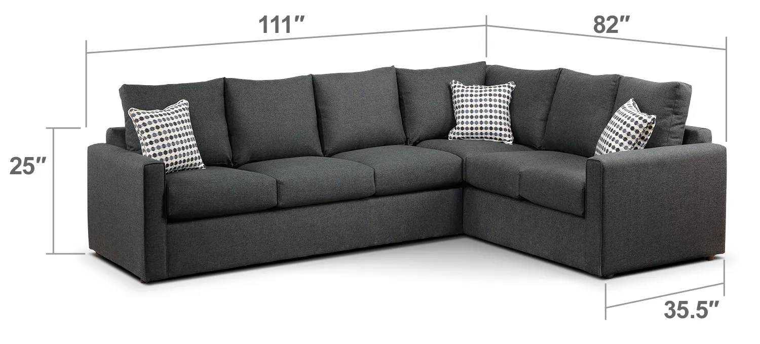 Athina 2-Piece Sectional with Left-Facing Queen Sofa Bed - Charcoal