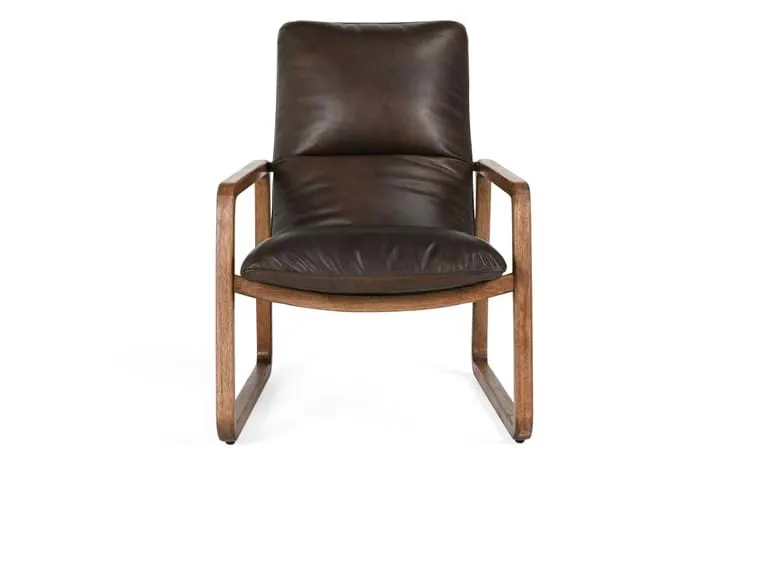 Atticus Truffle Brown Leather Accent Chair