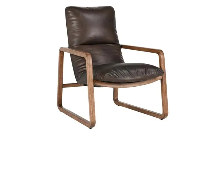 Atticus Truffle Brown Leather Accent Chair