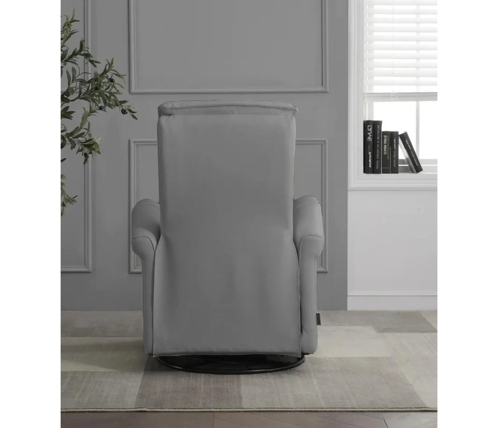 Augusta Swivel Power Recliner - Silver Grey Leather