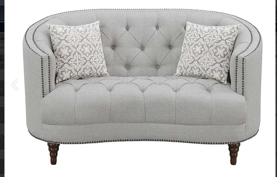 Avonlea Sloped Arm Upholstered Loveseat Trim Grey