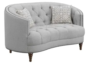 Avonlea Sloped Arm Upholstered Loveseat Trim Grey