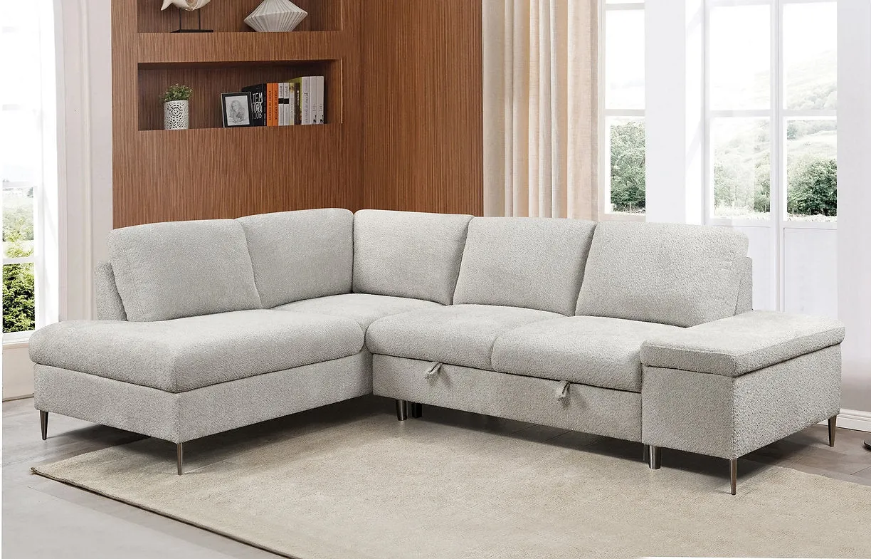 Beige Boucle Sofa Bed Sectional - IF-9023