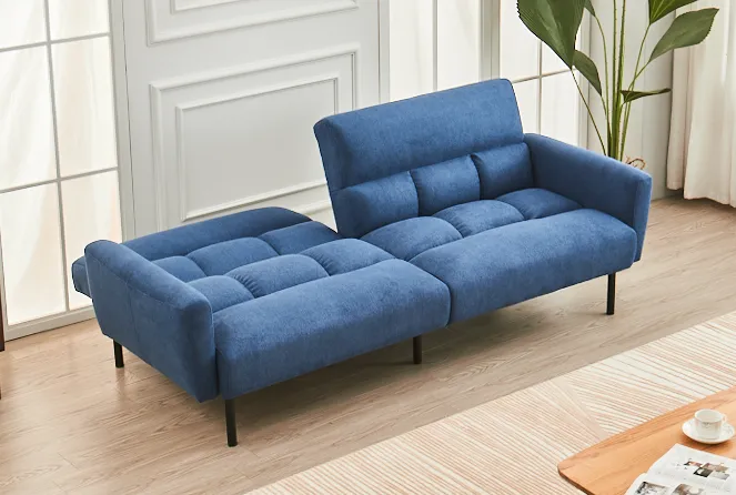 BlueFlex Sleeper Sofa: Split-Back, Memory Foam Comfort, Detachable Arms & Steel Legs