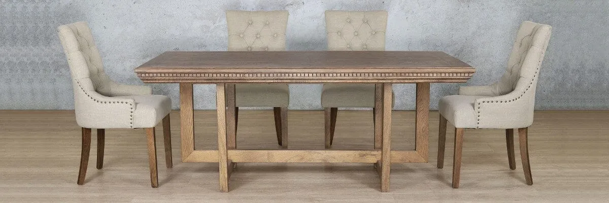 Bolton Fluted Wood Top & Duchess 6 Seater Dining Set