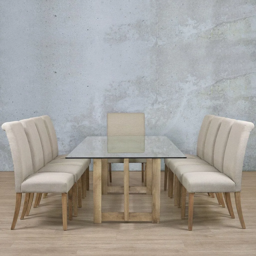 Bolton Glass Top & Baron 10 Seater Dining Set