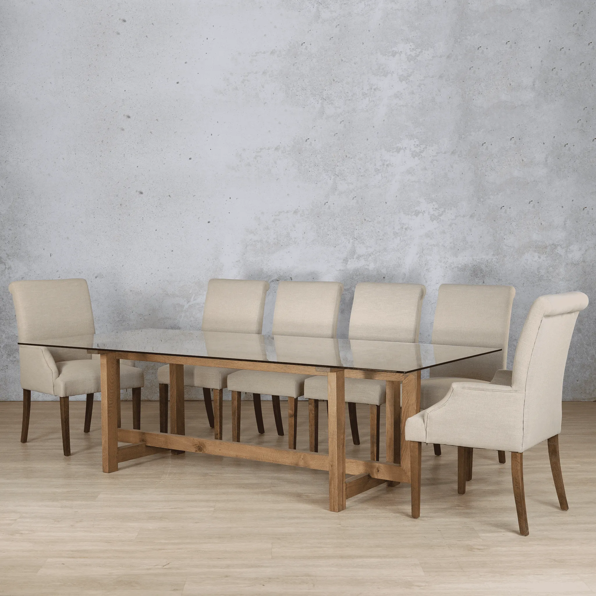 Bolton Glass Top & Baron 10 Seater Dining Set