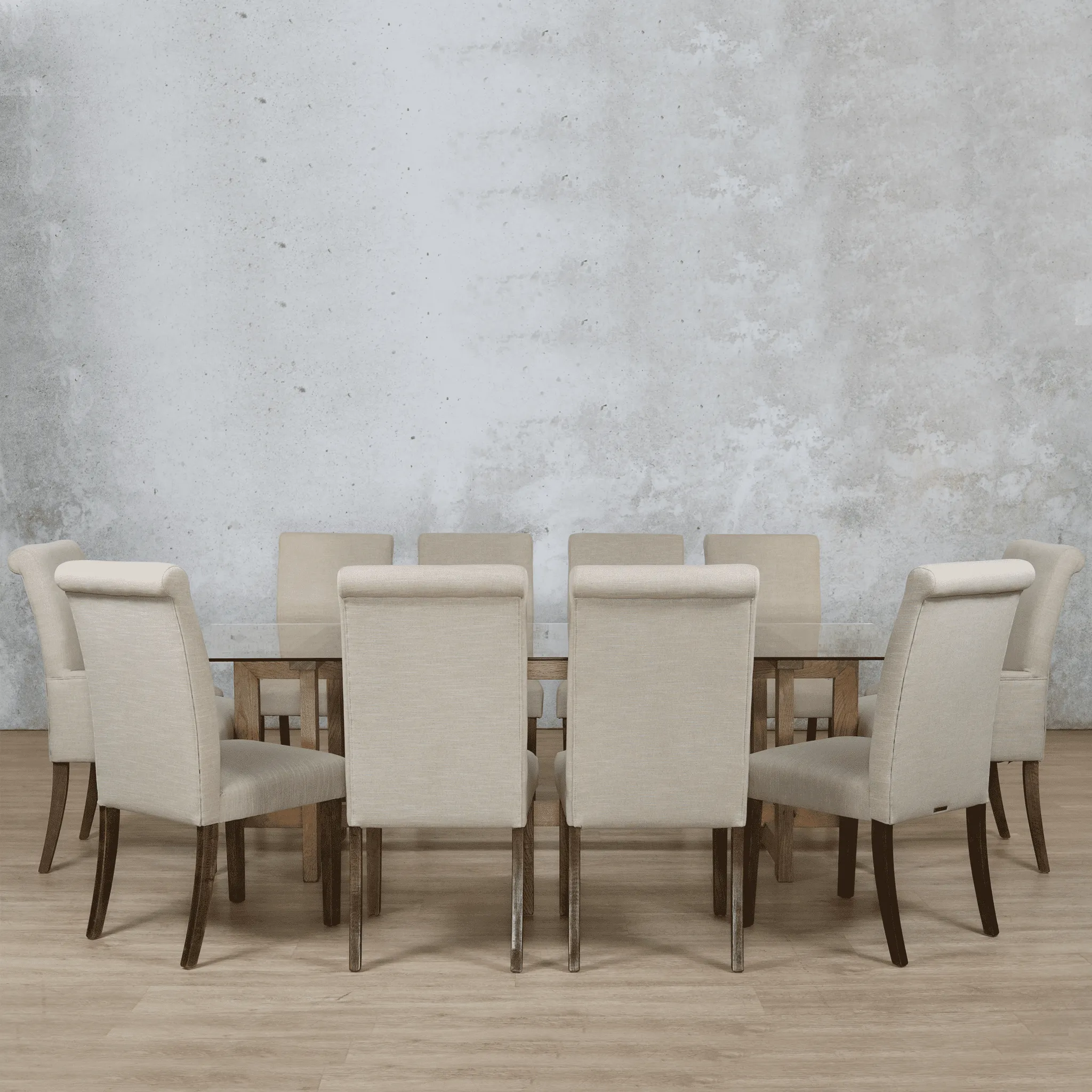 Bolton Glass Top & Baron 10 Seater Dining Set