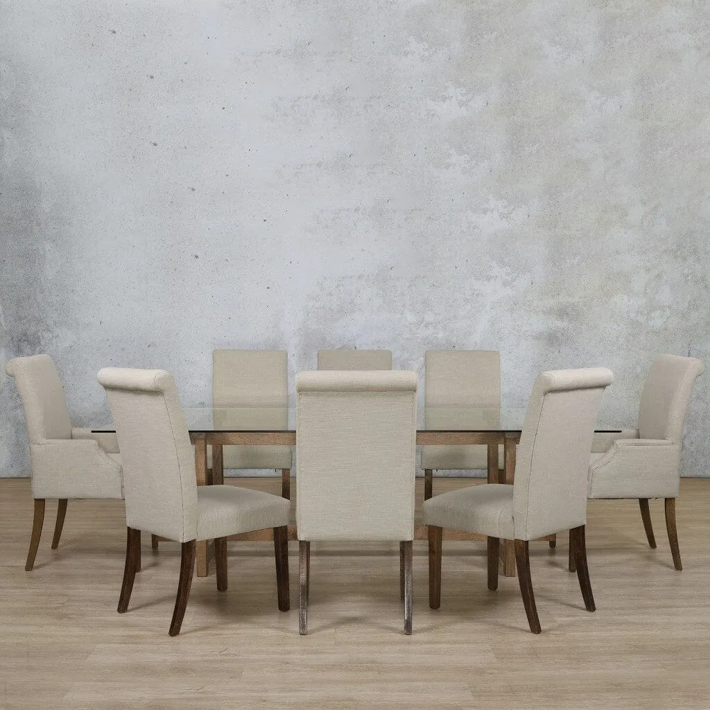 Bolton Glass Top & Baron 8 Seater Dining Set