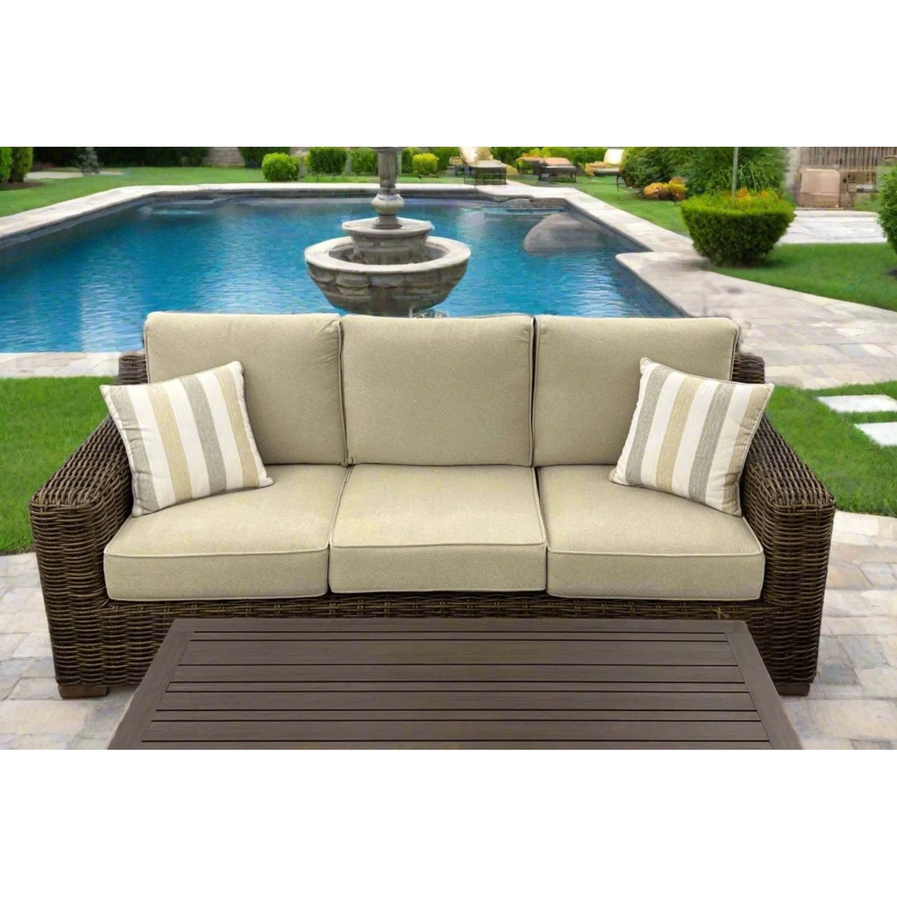 Carmel Brown 87" Outdoor Sofa with LUX Heavy Weave