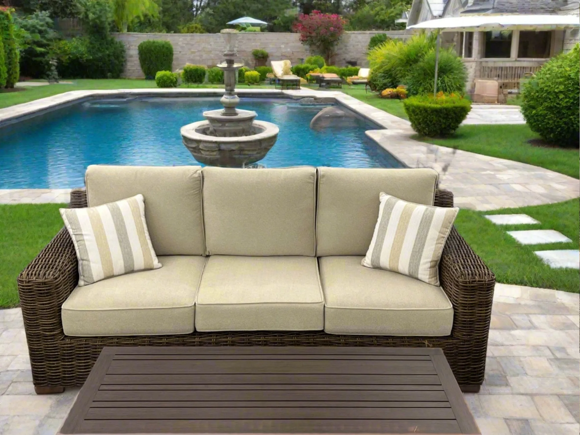 Carmel Brown 87" Outdoor Sofa with LUX Heavy Weave