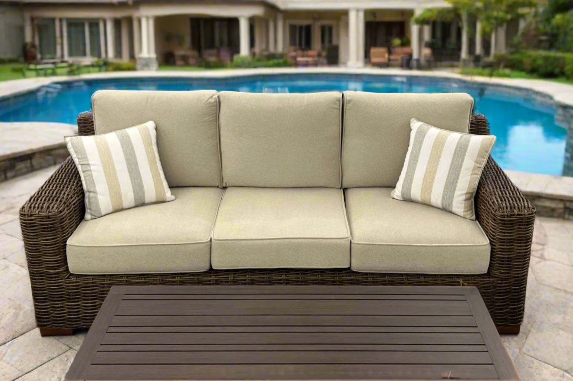 Carmel Brown 87" Outdoor Sofa with LUX Heavy Weave