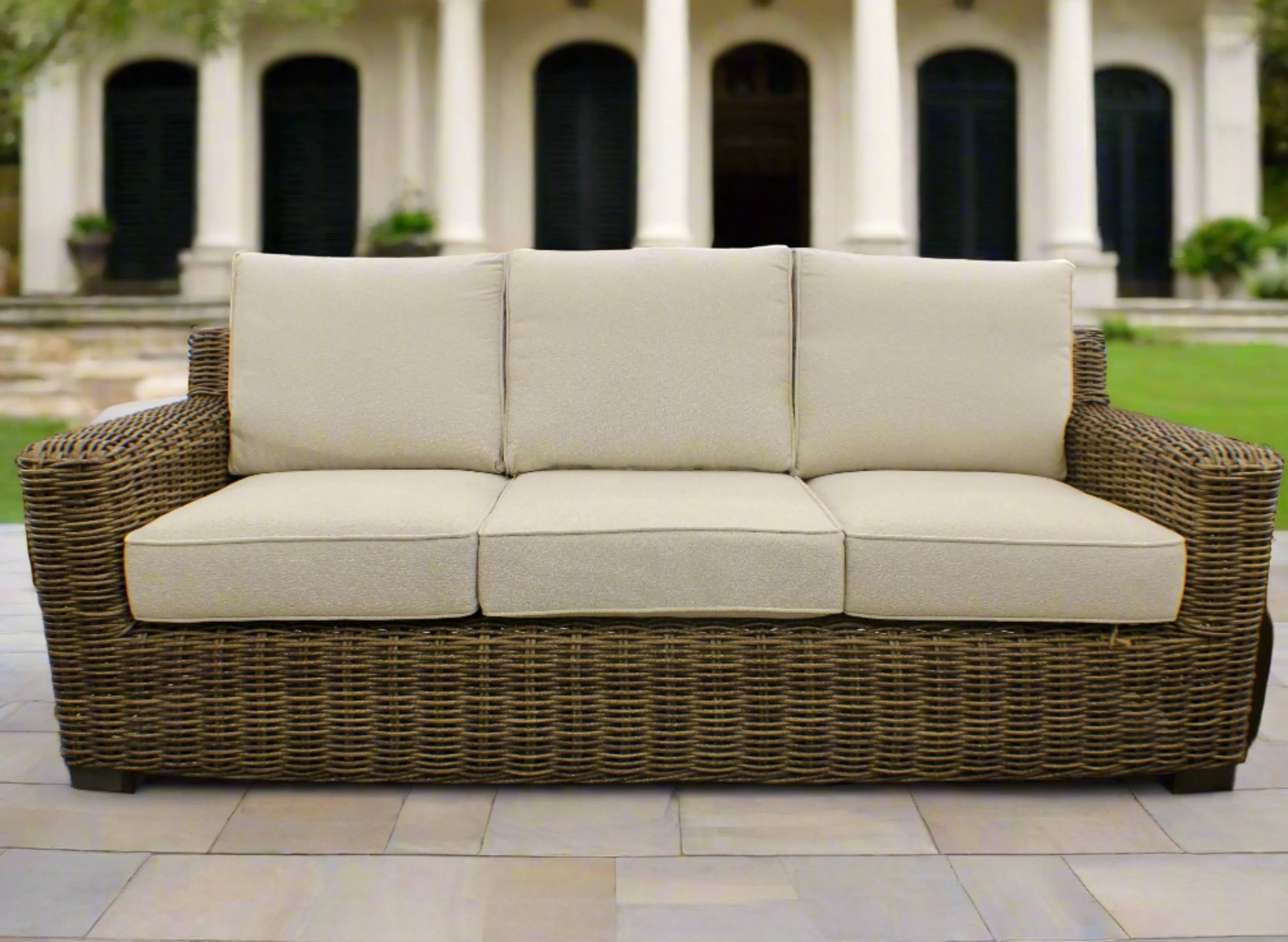 Carmel Brown 87" Outdoor Sofa with LUX Heavy Weave