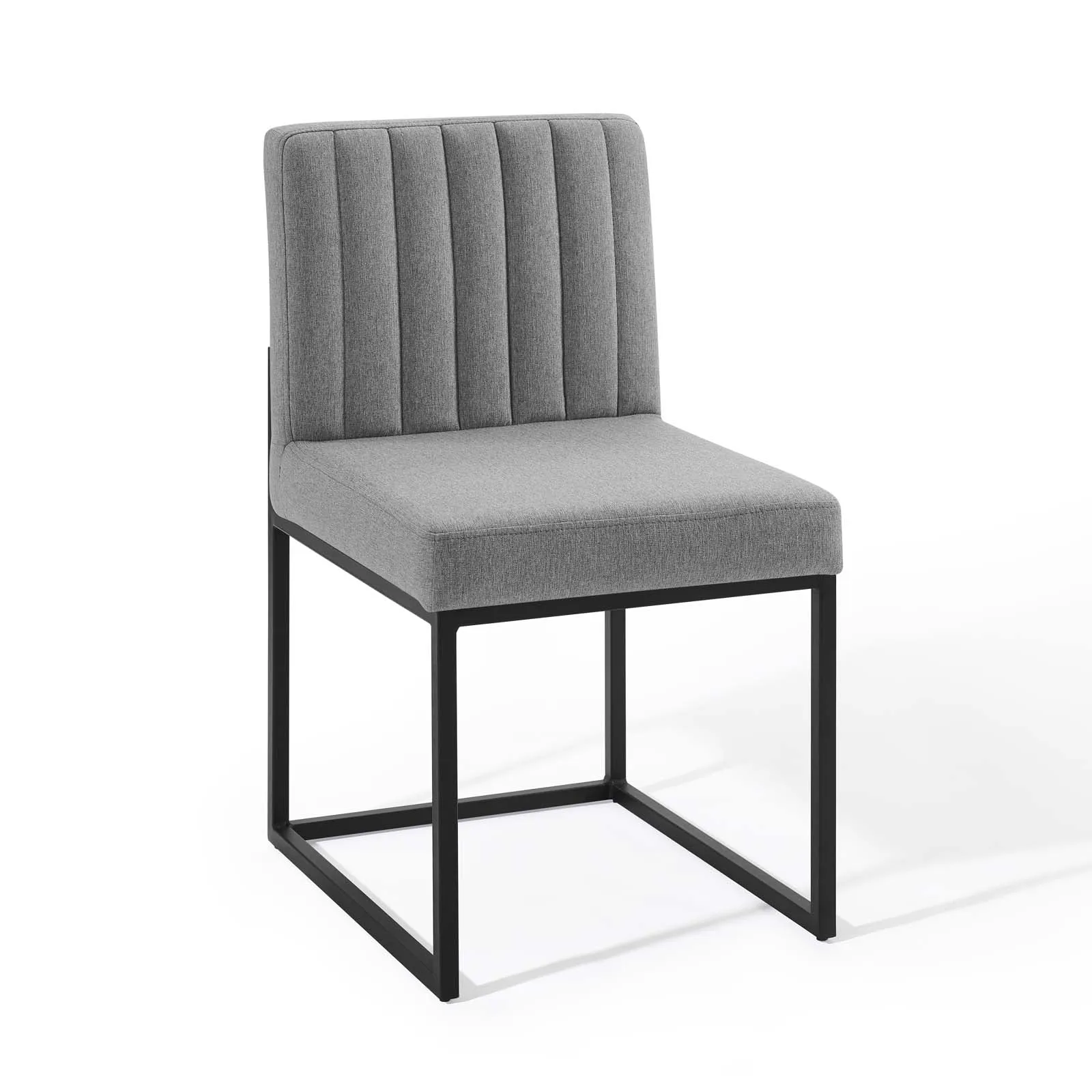 Carriage Channel Tufted Sled Base Upholstered Fabric Dining Chair