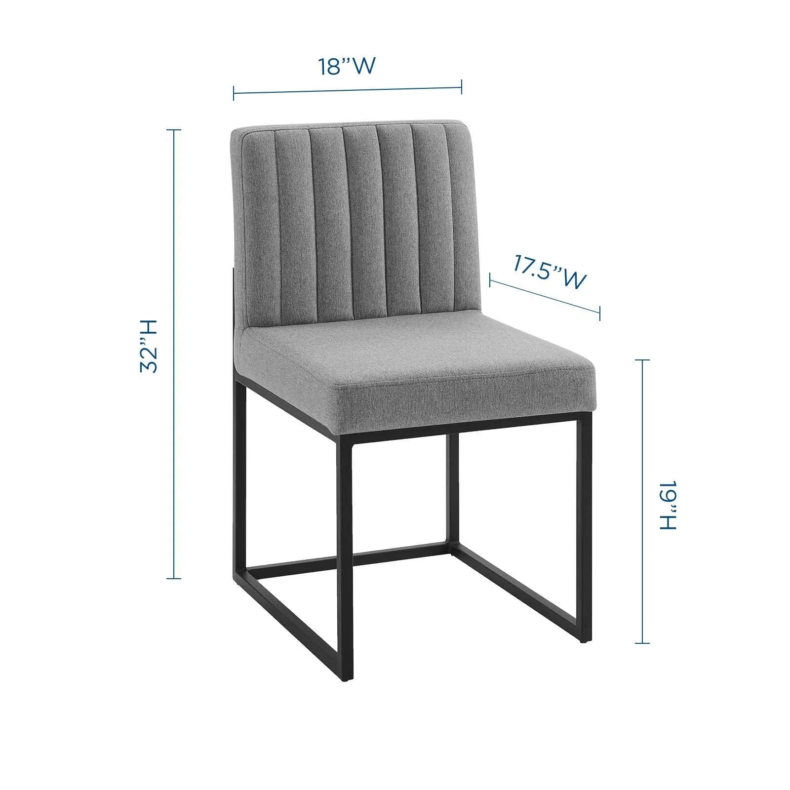 Carriage Channel Tufted Sled Base Upholstered Fabric Dining Chair