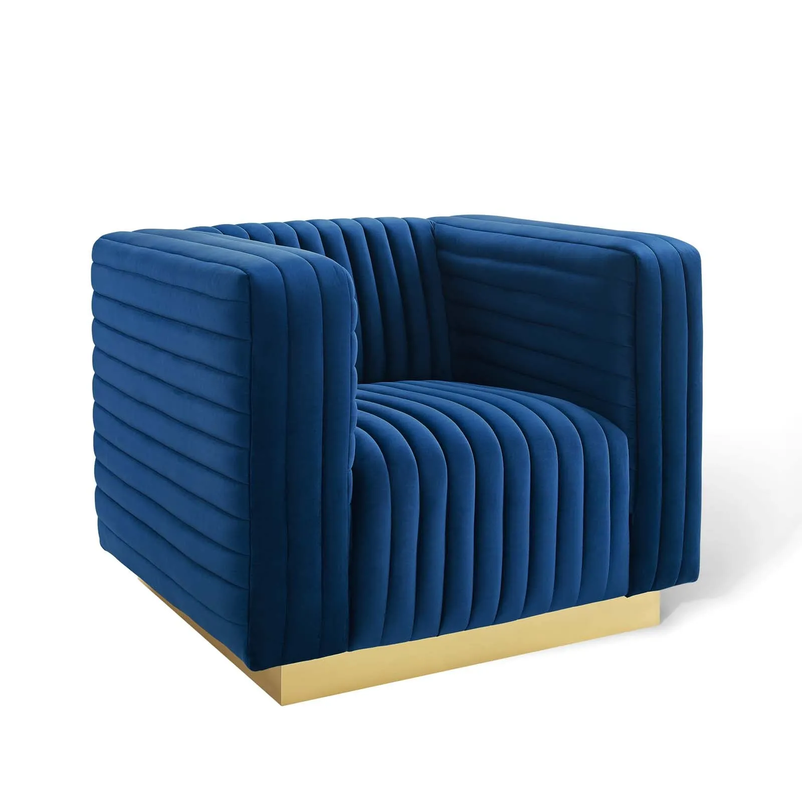 Charisma Channel Tufted Performance Velvet Accent Armchair