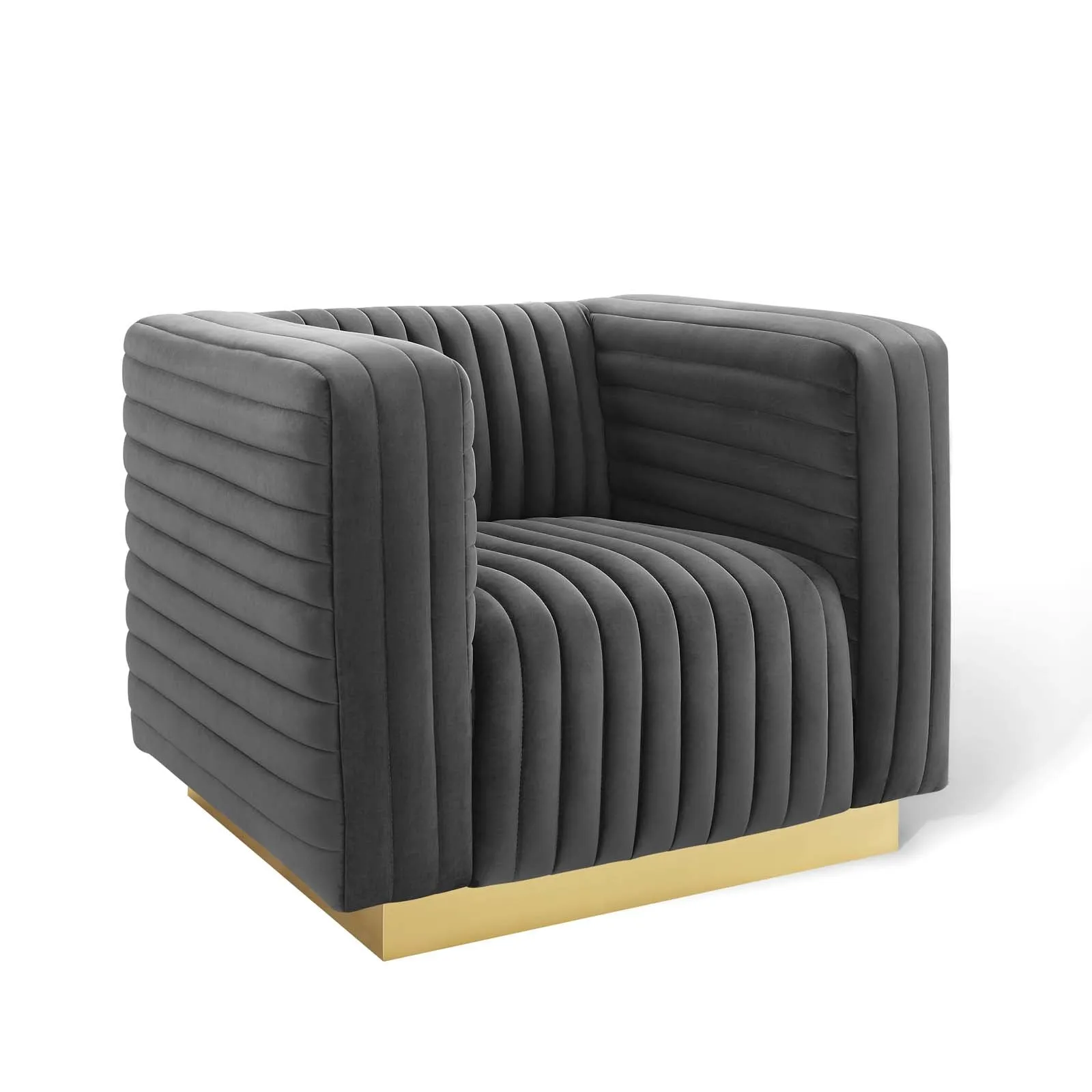 Charisma Channel Tufted Performance Velvet Accent Armchair