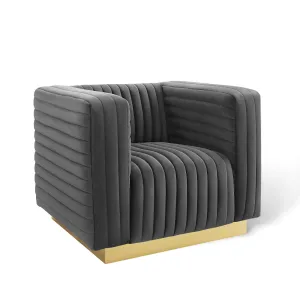 Charisma Channel Tufted Performance Velvet Accent Armchair