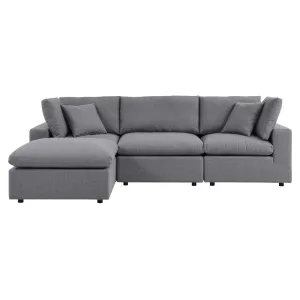 Commix 4-Piece Sunbrella® Outdoor Patio Sectional Sofa Gray EEI-5581-SLA