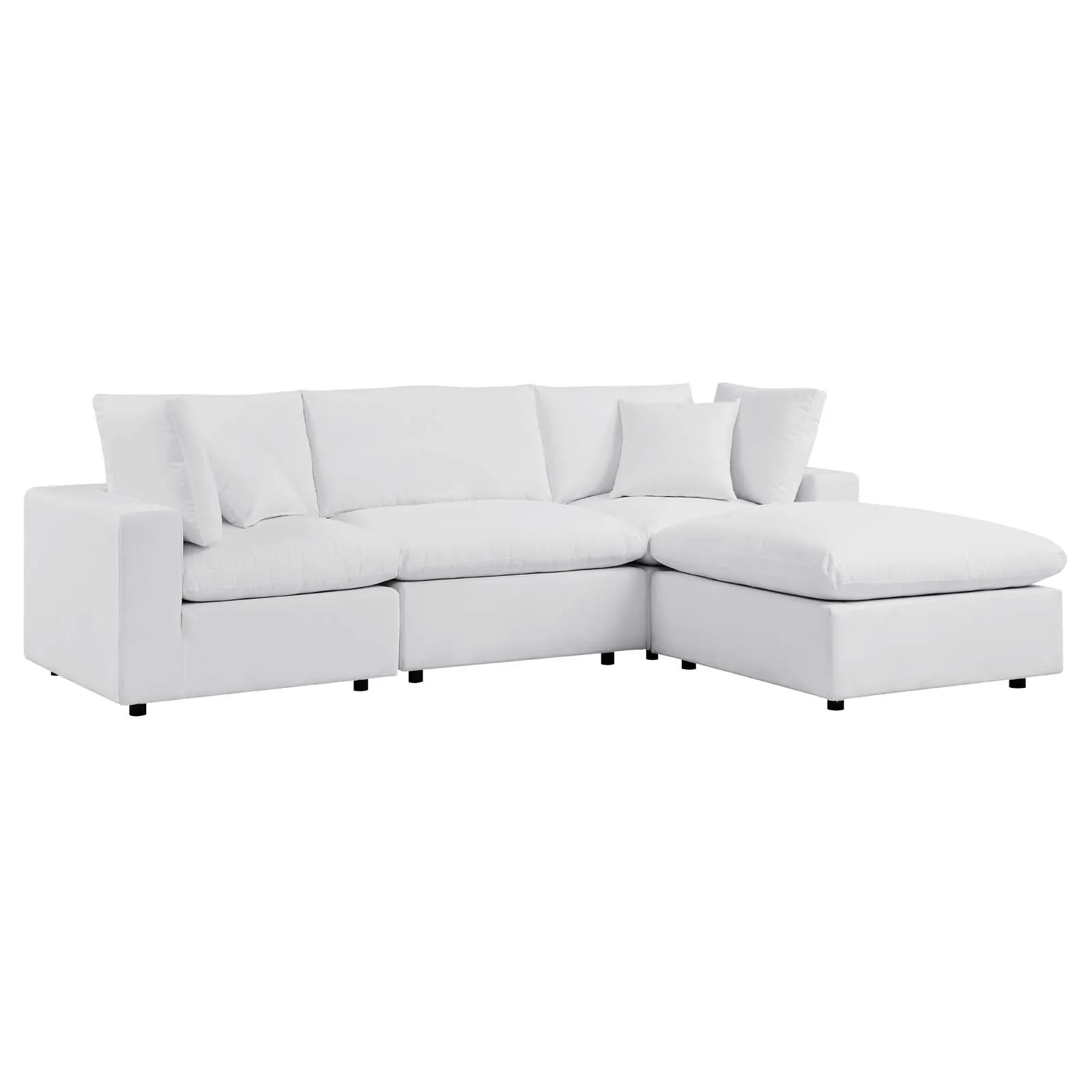 Commix 4-Piece Sunbrella® Outdoor Patio Sectional Sofa White EEI-5581-WHI