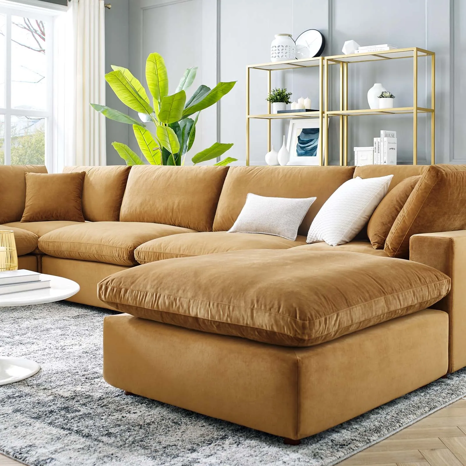 Commix Down Filled Overstuffed Performance Velvet 7-Piece Sectional Sofa by Modway