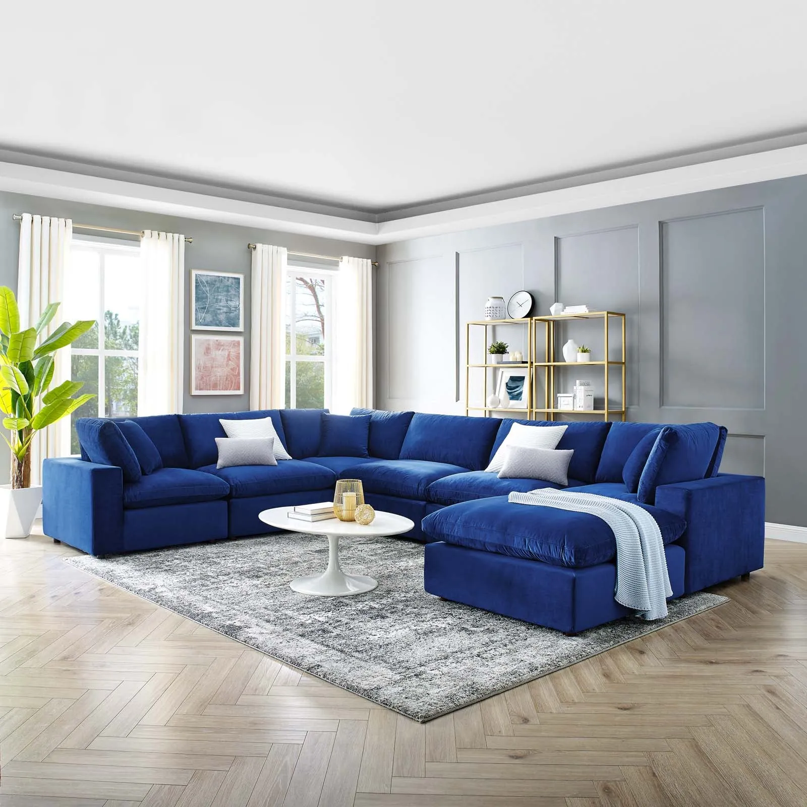 Commix Down Filled Overstuffed Performance Velvet 7-Piece Sectional Sofa by Modway