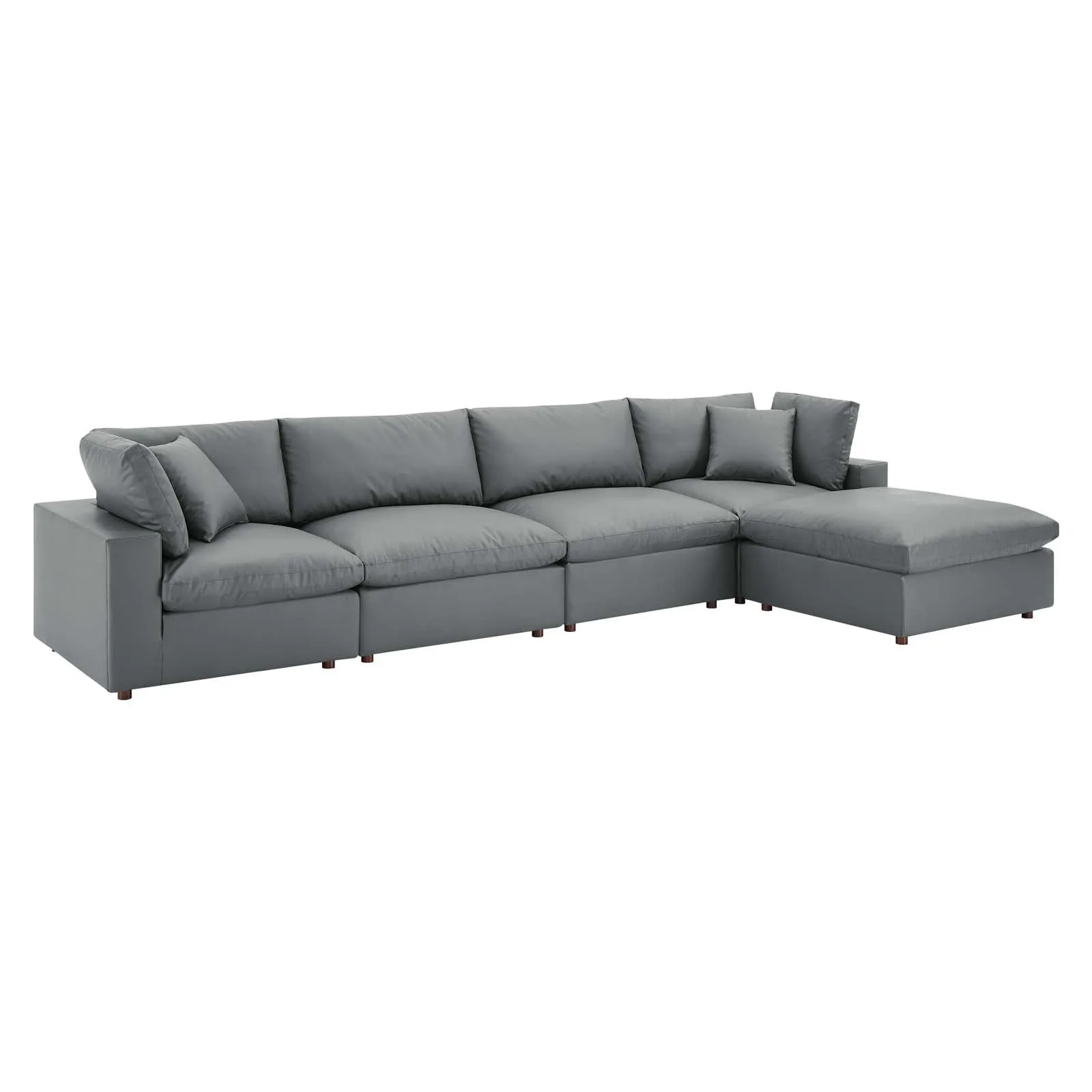 Commix Down Filled Overstuffed Vegan Leather 5-Piece Sectional Sofa by Modway