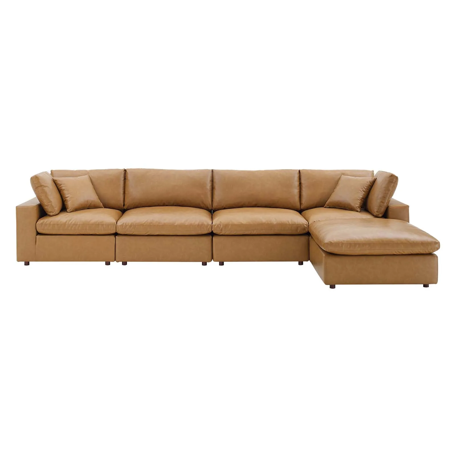 Commix Down Filled Overstuffed Vegan Leather 5-Piece Sectional Sofa by Modway