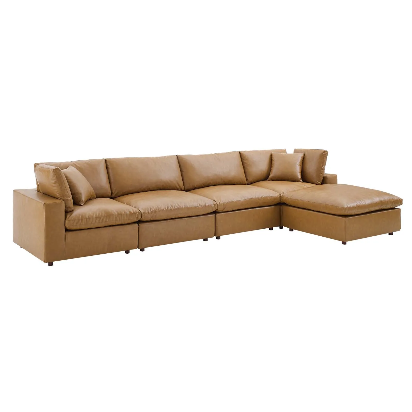 Commix Down Filled Overstuffed Vegan Leather 5-Piece Sectional Sofa by Modway