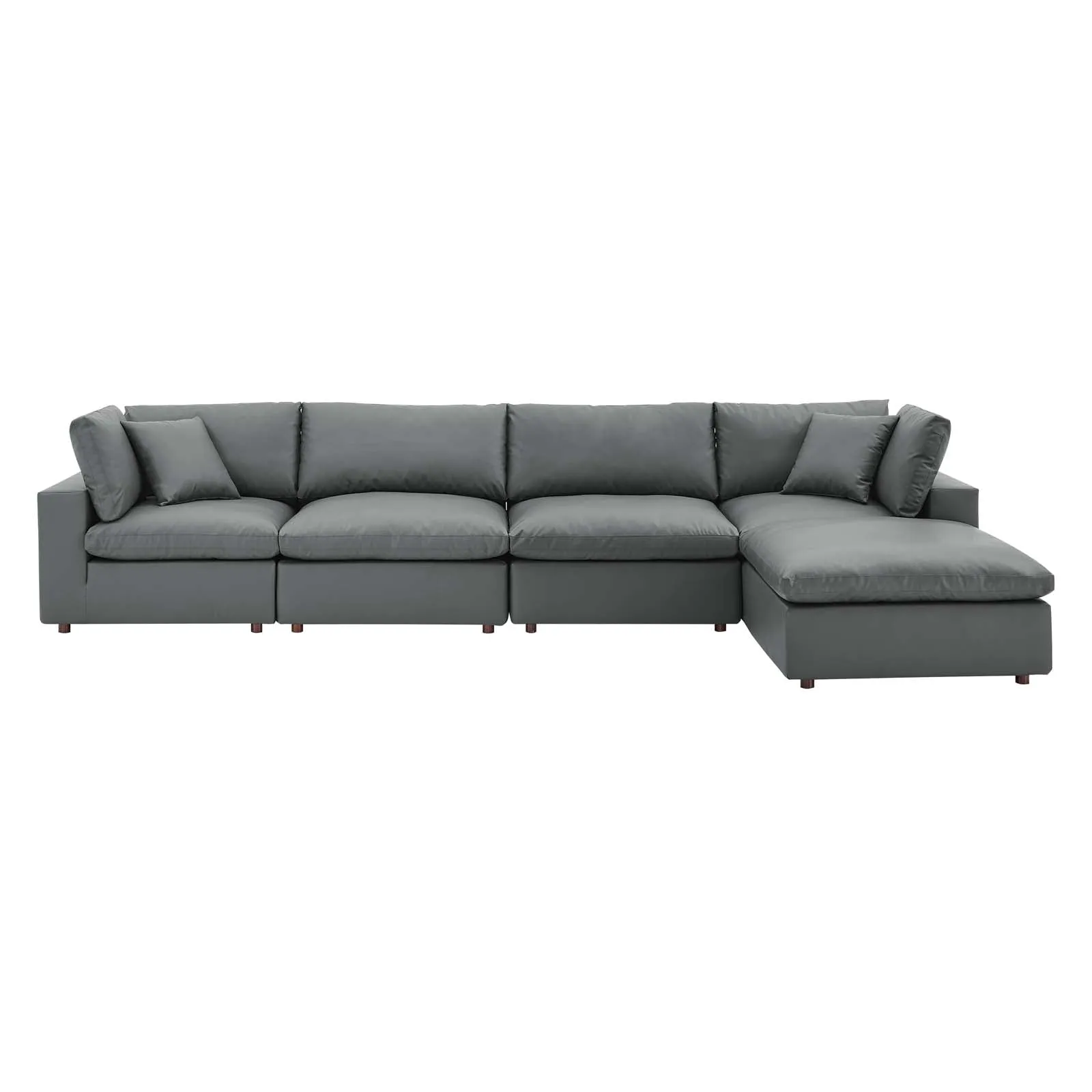 Commix Down Filled Overstuffed Vegan Leather 5-Piece Sectional Sofa by Modway