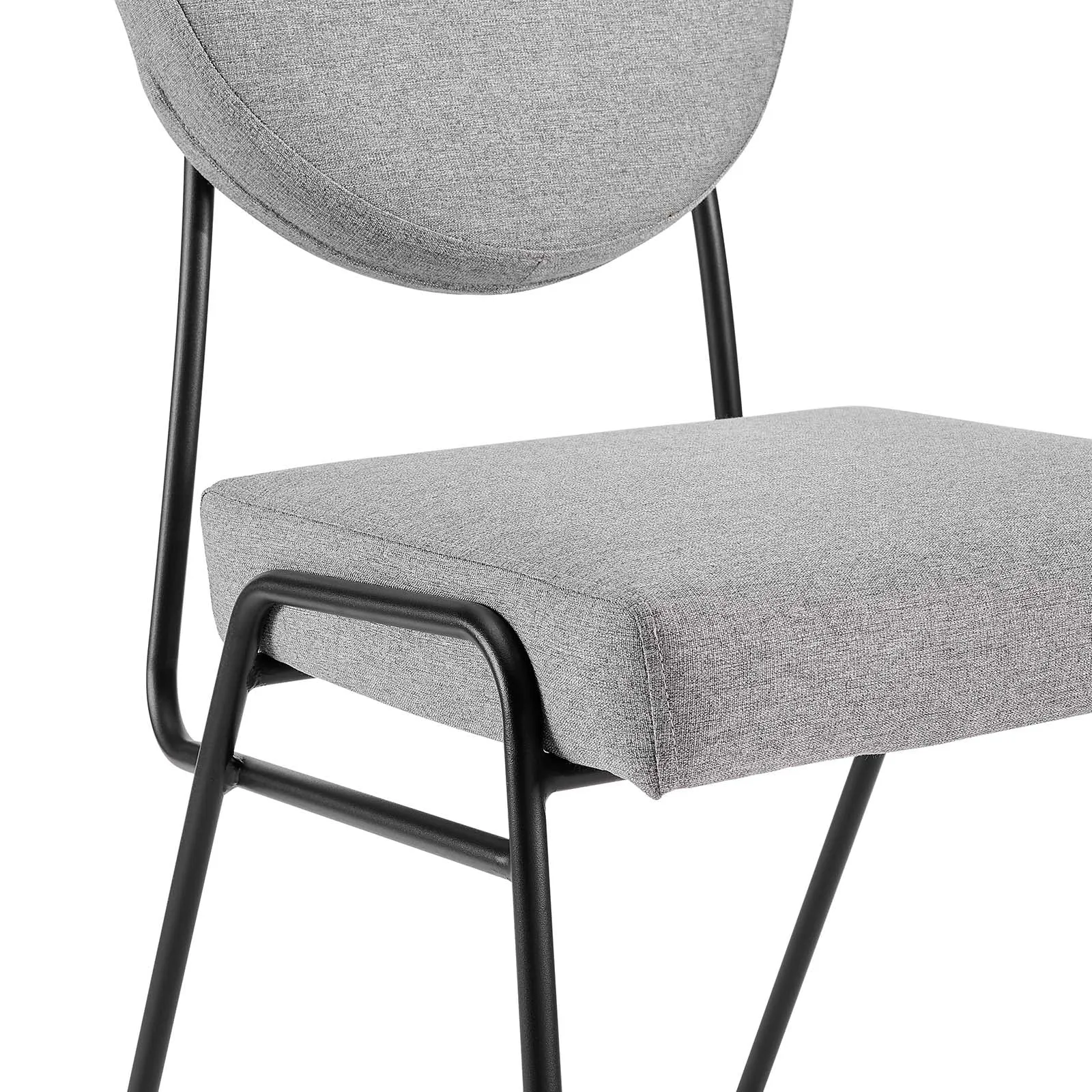 Craft Upholstered Fabric Dining Side Chairs Black Light Gray EEI-6253-BLK-LGR